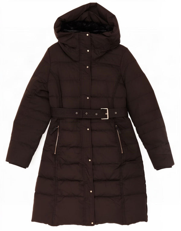 Zara Dame Hætte Polstret Frakke UK 16 Large Black