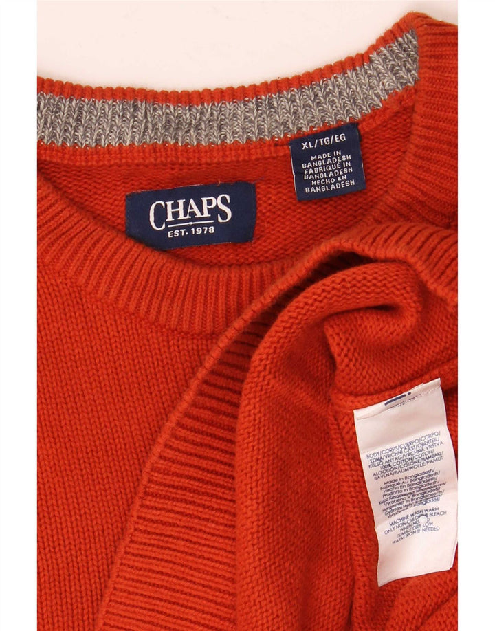 Męski sweter z okrągłym dekoltem Chaps XL, pomarańczowy, bawełniany