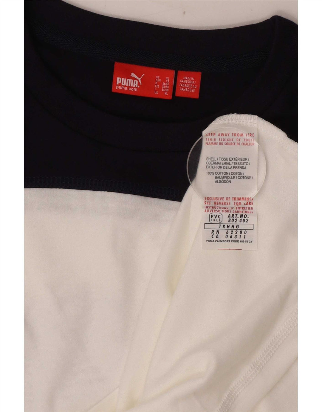 Puma Mens Graphic Top Long Sleeve XL White Colourblock Cotton
