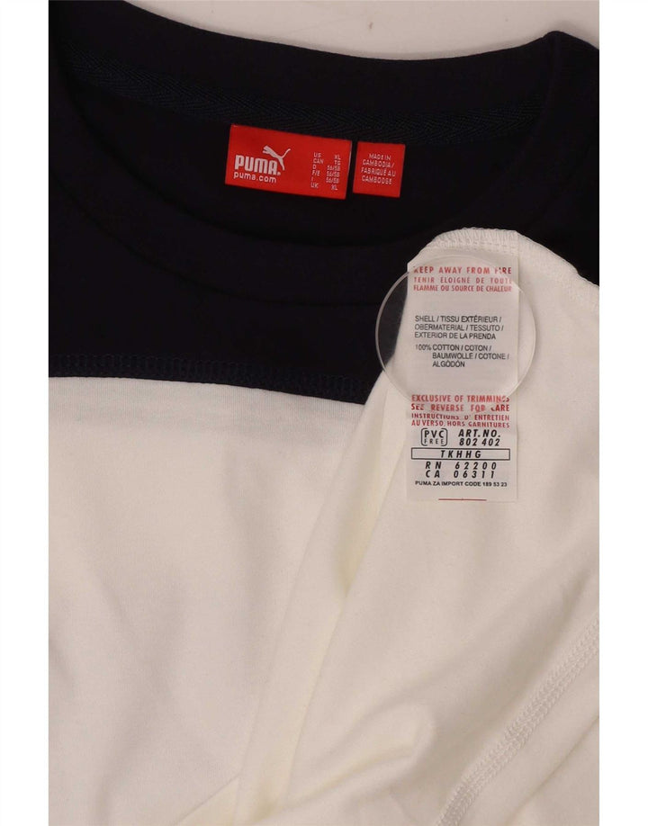 Puma Mens Graphic Top Long Sleeve XL White Colourblock Cotton