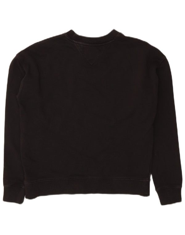 Tommy Hilfiger Donna Crop Oversize Felpa Maglione UK 10 Piccolo Nero