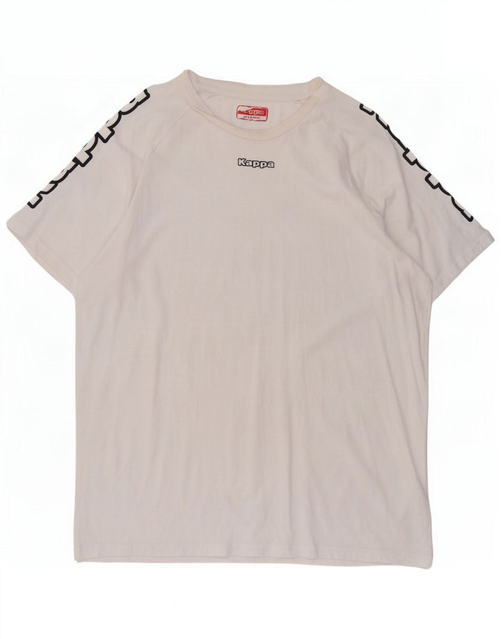 Kappa Herre Grafisk T-Shirt Top XL Hvid Bomuld