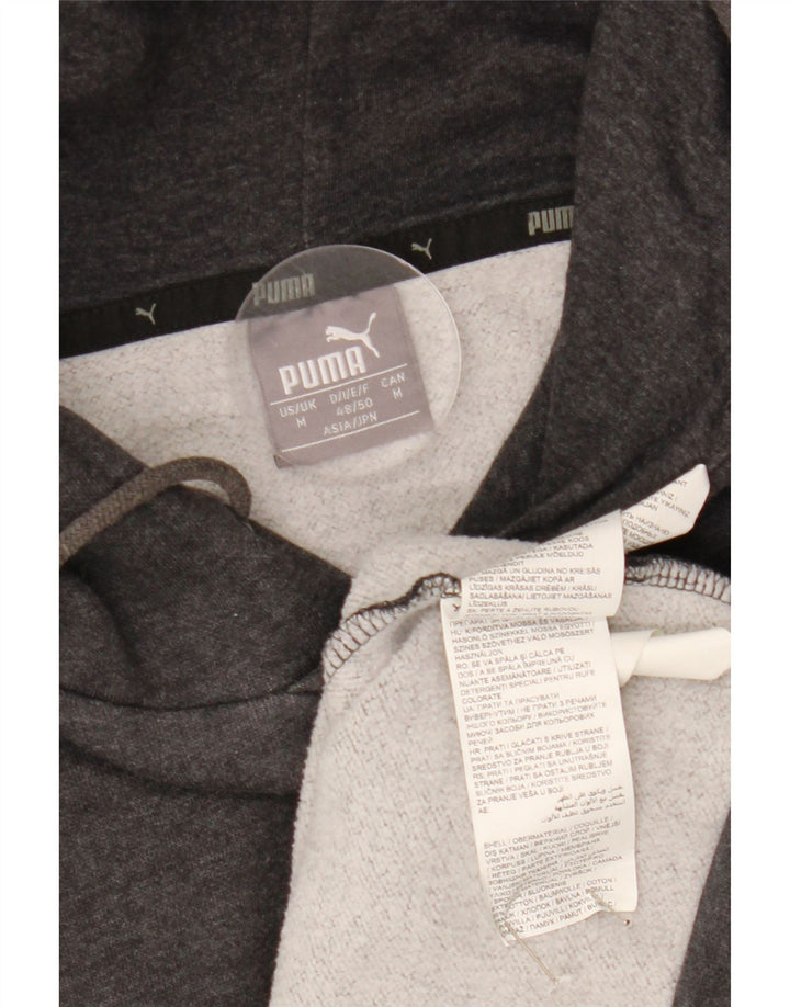 Puma Mens Graphic Hoodie Jumper Medium Grey Colourblock Cotton