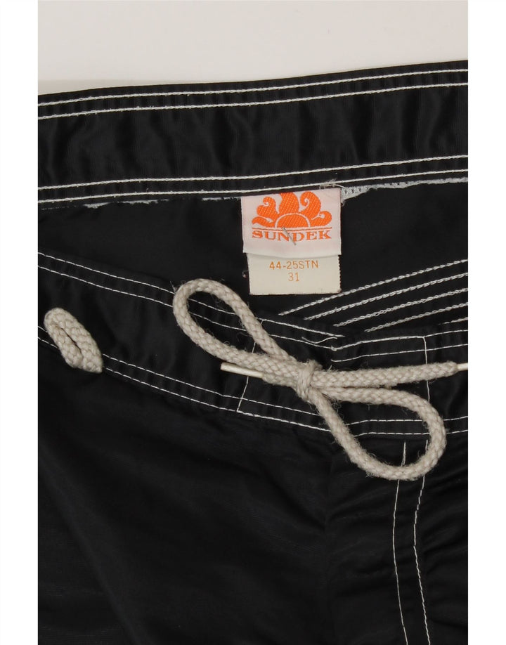 Sundek Mens Swimming Shorts Medium  Black Striped Nylon