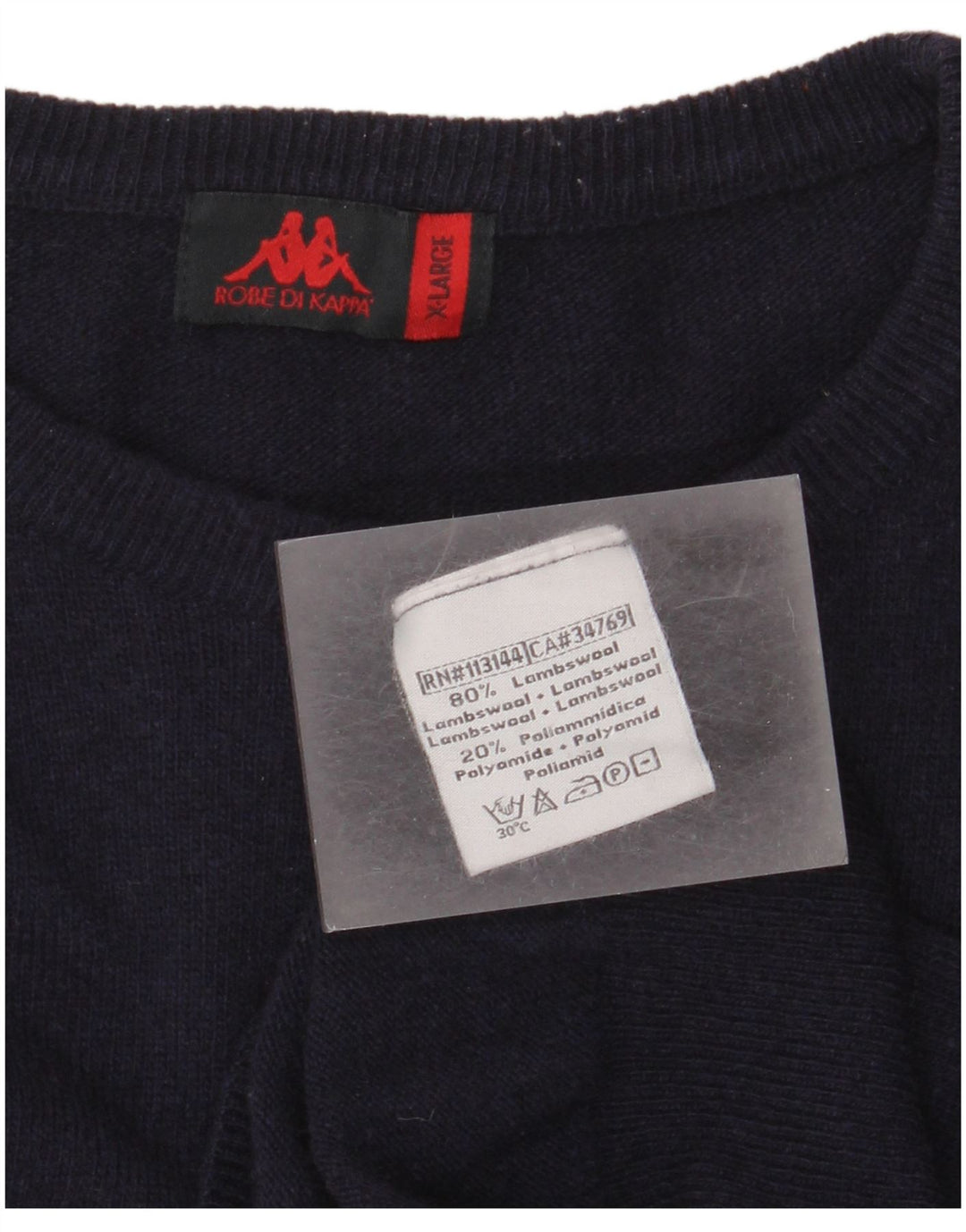 Kappa Herre Crew Neck Jumper Sweater XL Navy Blue Lammeuld