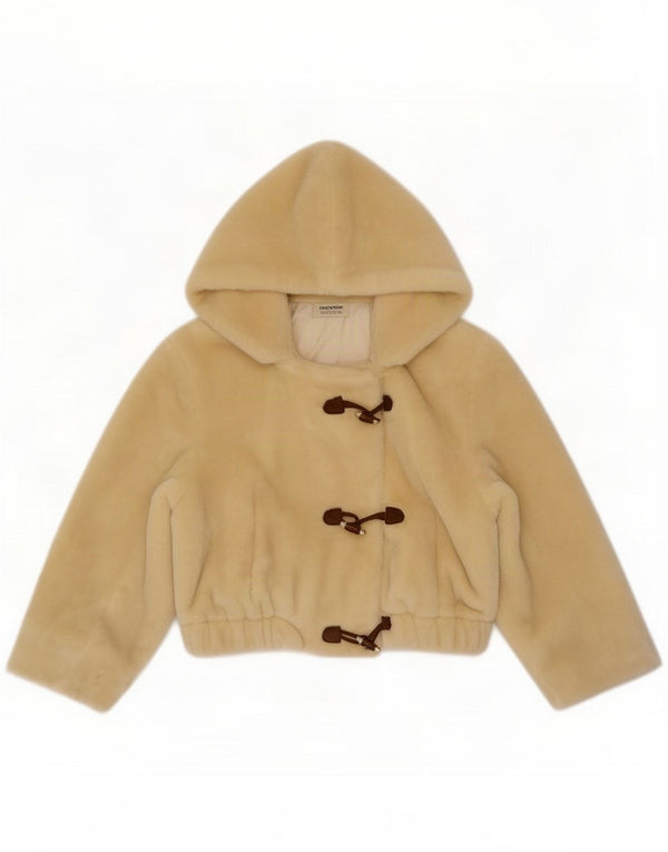 Anteprima Damen Übergroße Kunstpelzjacke mit Kapuze, UK 10, Größe S, gebrochenes Weiß