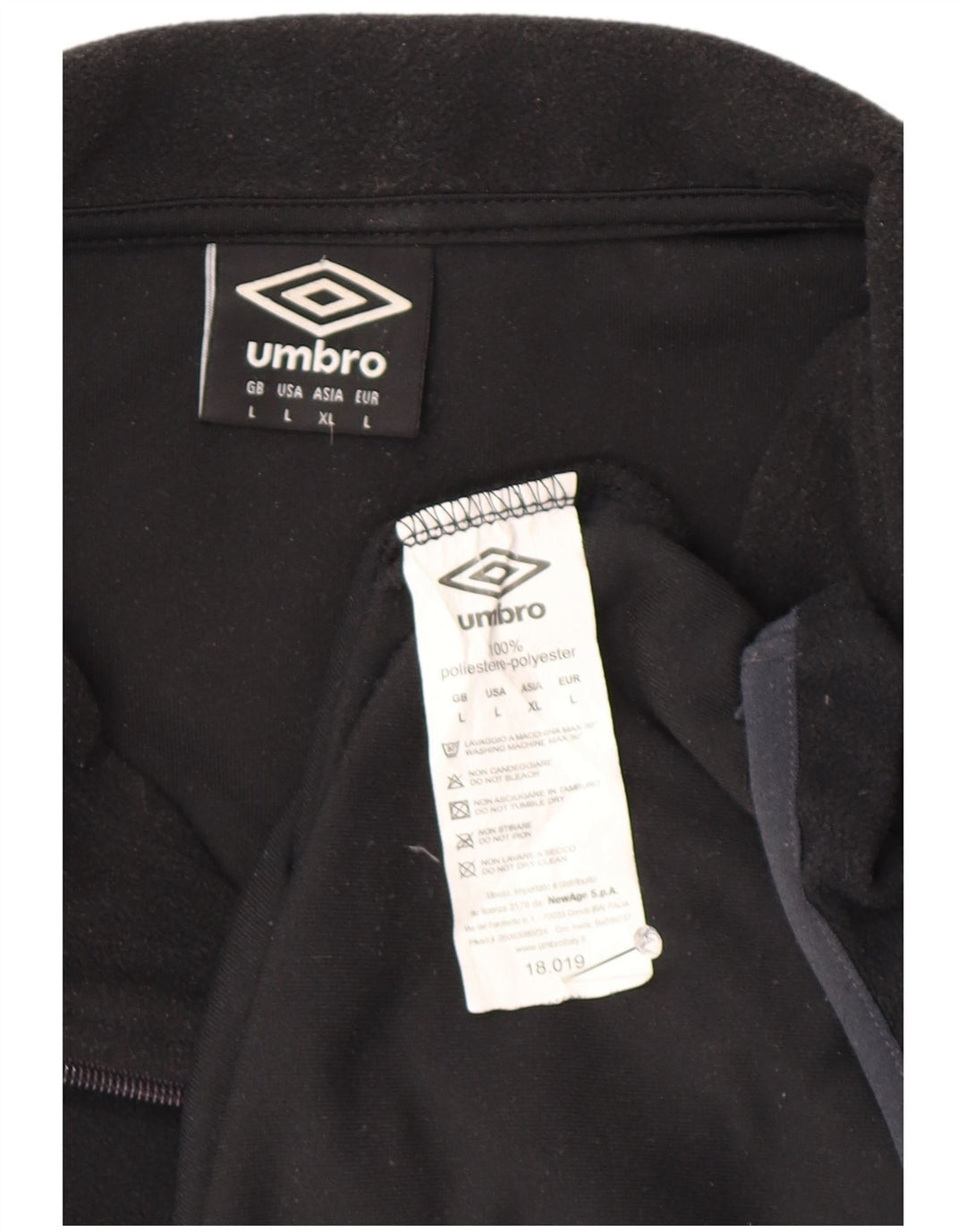 Pulover pentru bărbați Umbro, cu fermoar și gât, din lână, mare, negru, poliester