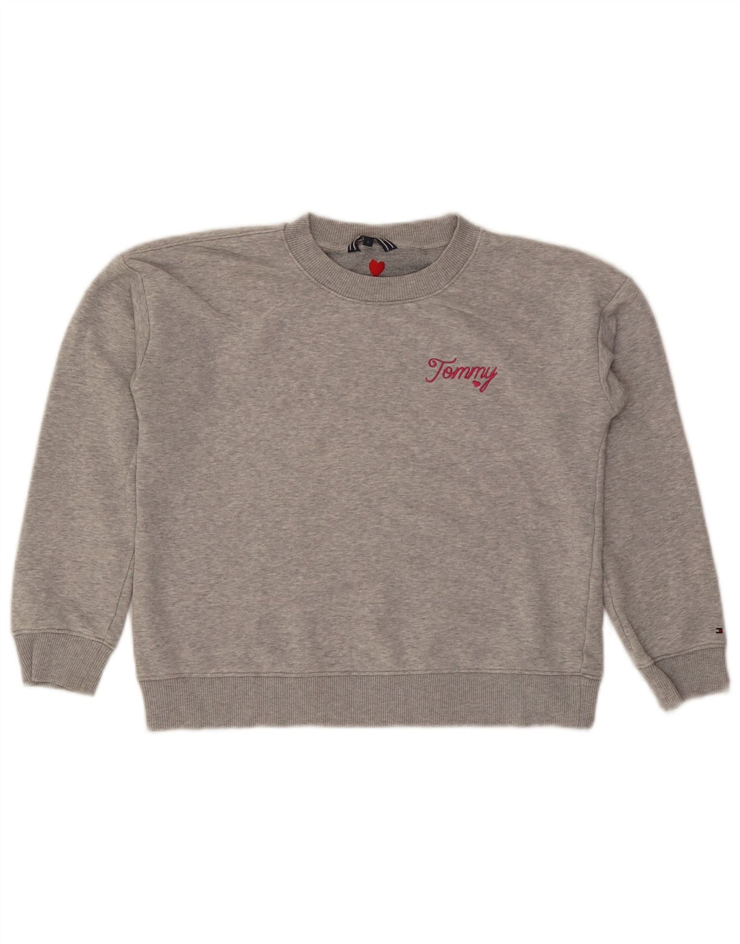 Tommy Hilfiger Womens Crop Oversized Sweatshirt Jumper UK 10 Small Grey