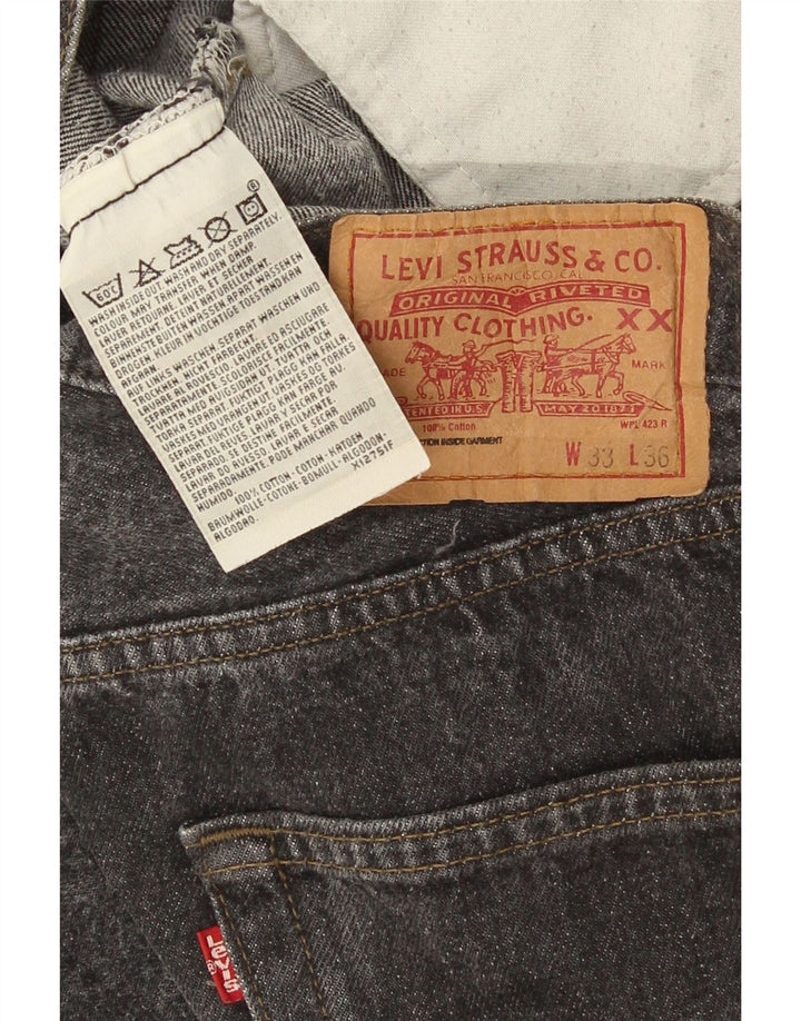 Levi's Mens 501 Straight Jeans W33 L32 Grey Cotton