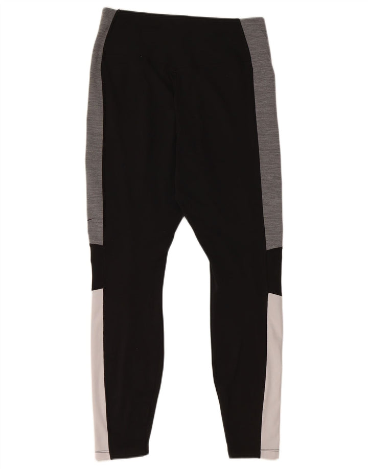 Nike Womens Dri Fit Leggings UK 12 Medium Black Colourblock Polyester