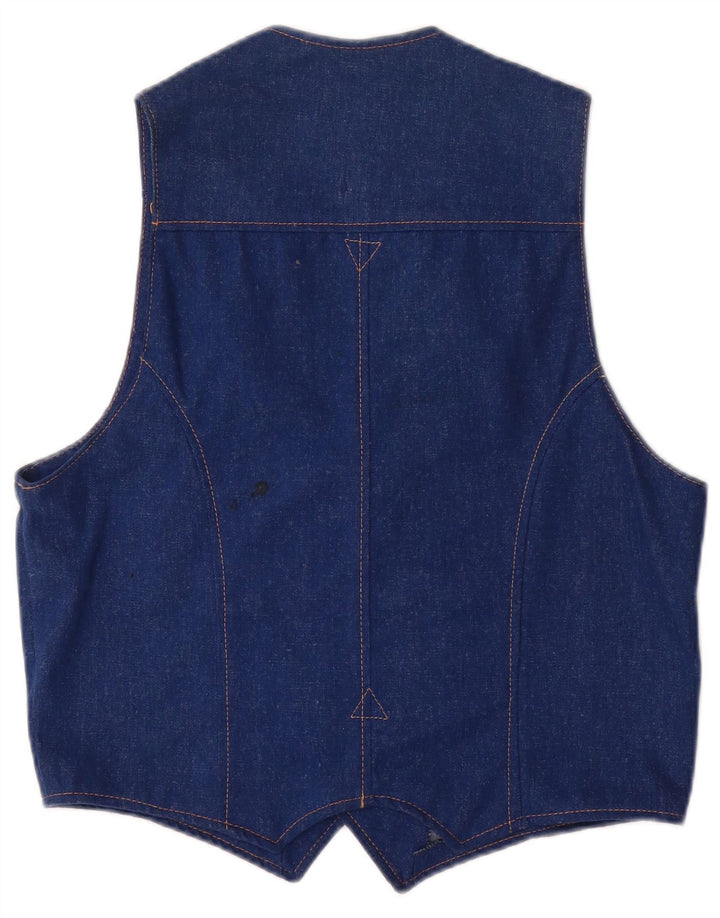 VINTAGE Gilet en denim femme UK 14 Bleu moyen