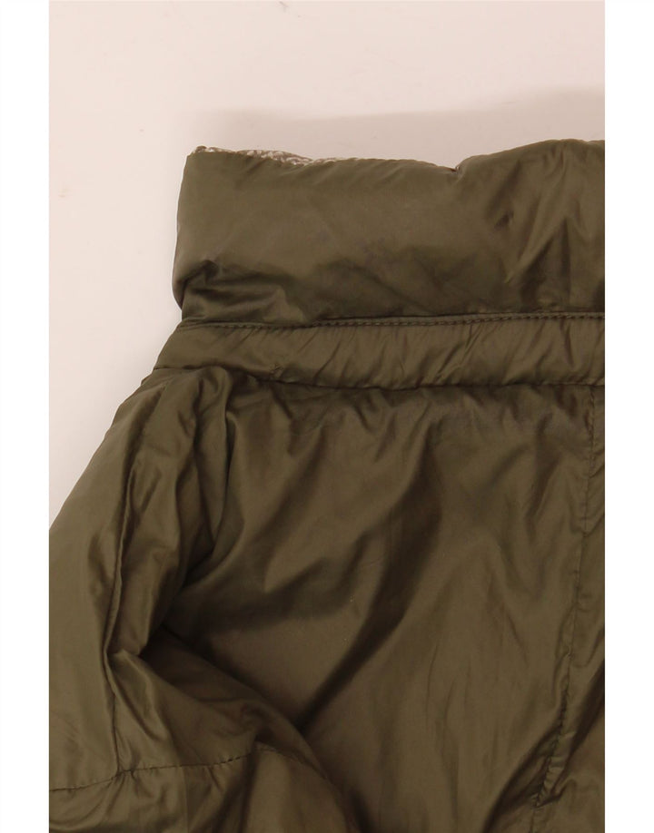 Benetton Womens Reversible Padded Jacket UK 16 Large Green Polyamide