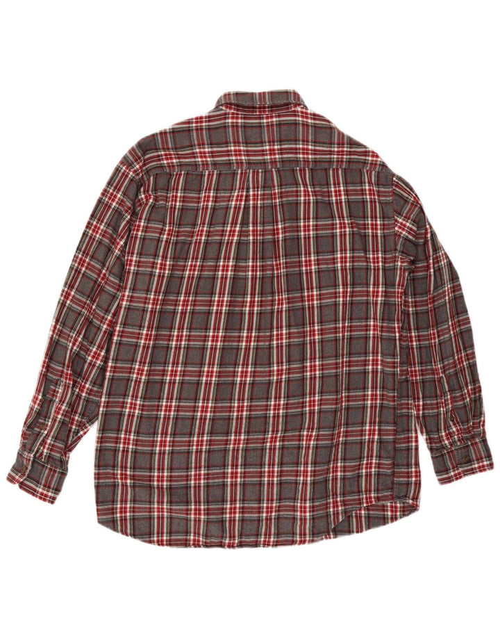 Camisa masculina de flanela J. Crew grande algodão xadrez cinza