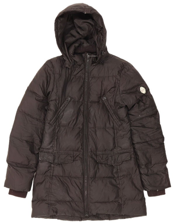 Casaco acolchoado com capuz feminino Replay UK 14 grande poliéster preto