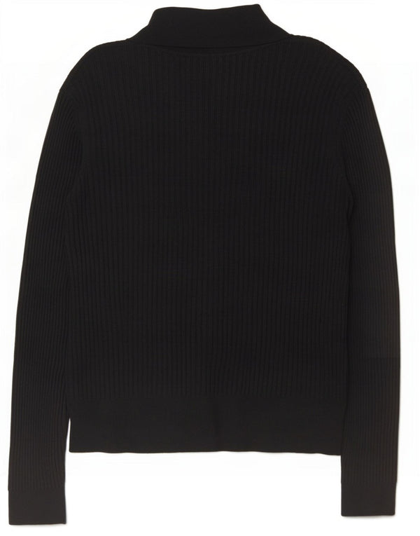 Zara Polo De Manga Larga Para Mujer UK 44 Medium Viscosa Negra