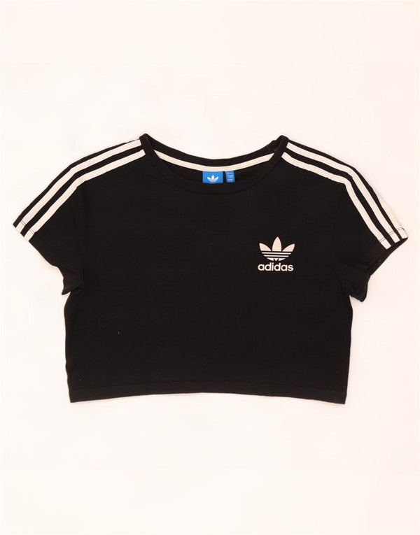 Adidas Womens Crop T-Shirt Top UK 8 Small Black Bomuld