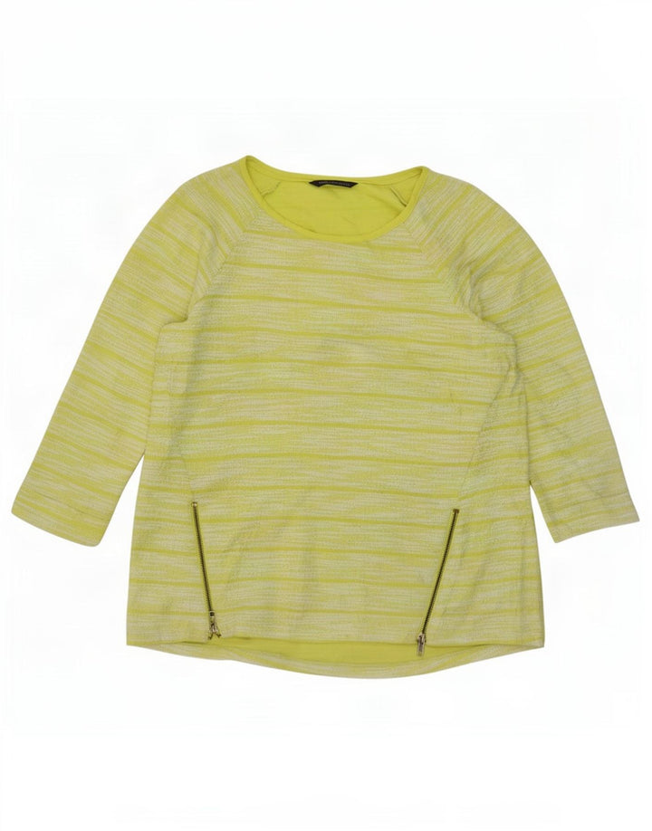 Marks & Spencer Top para mujer manga 3/4 UK 44 Poliéster a rayas verdes grandes