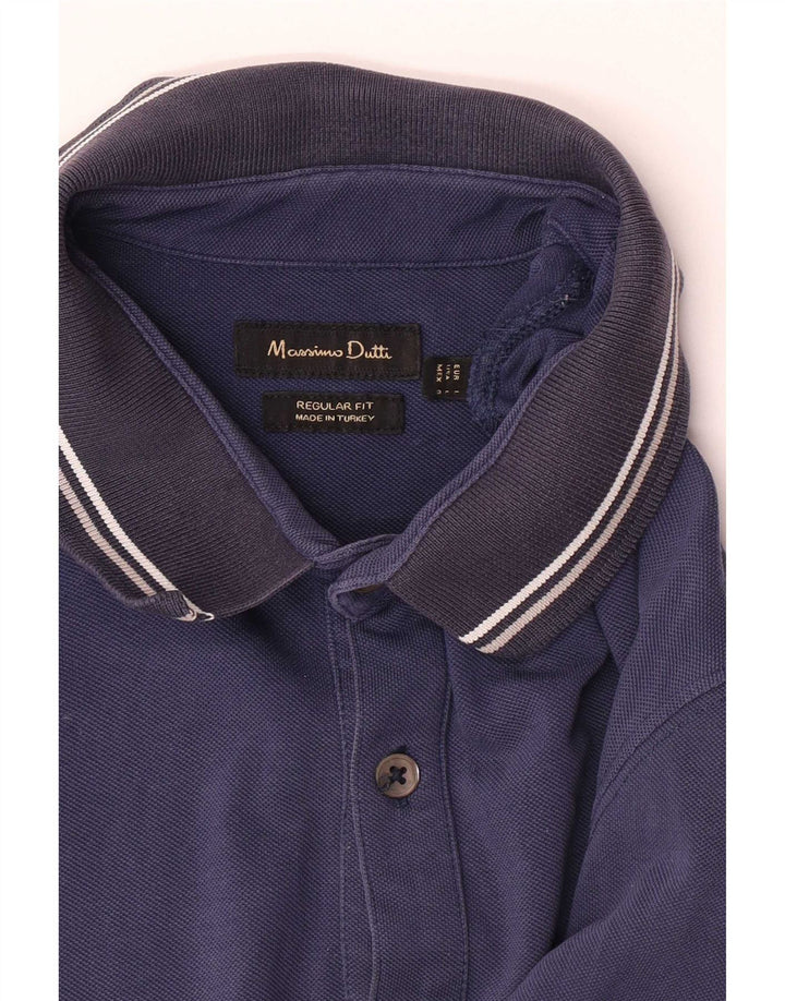 Polo da uomo a maniche corte, vestibilità regolare, Massimo Dutti, grande, blu navy