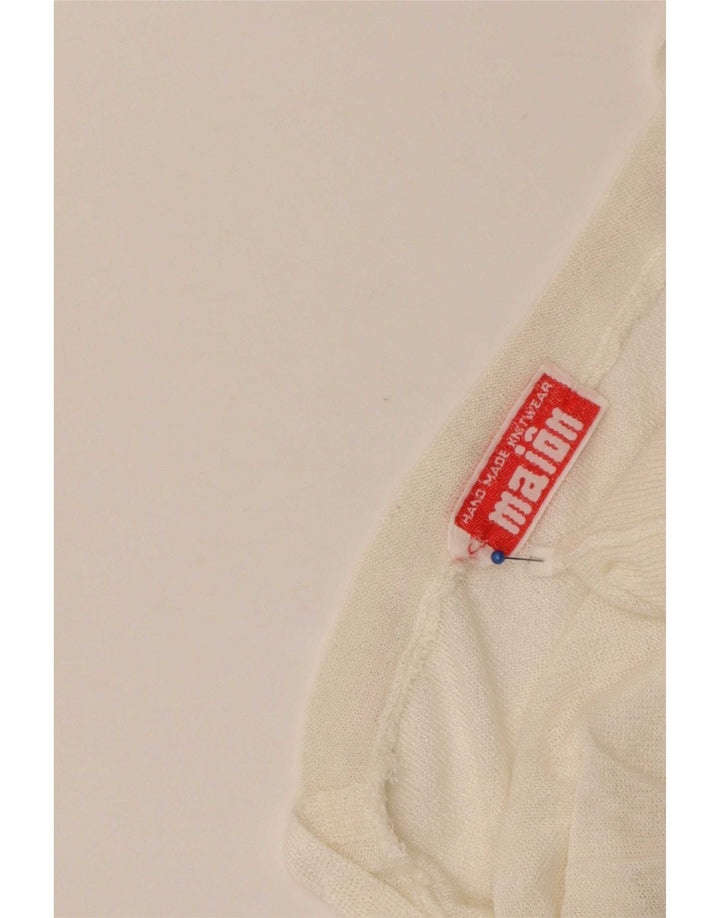 Canottiera vintage da donna in maglia lavorata a maglia UK 14 grande bianca