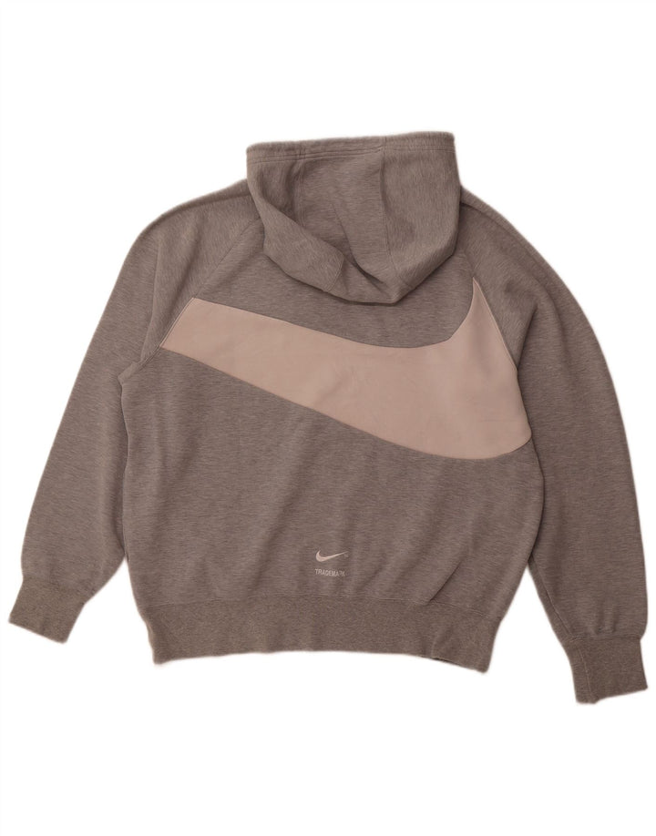 NIKE Mens Graphic Hoodie Jumper Large Grey Cotton
