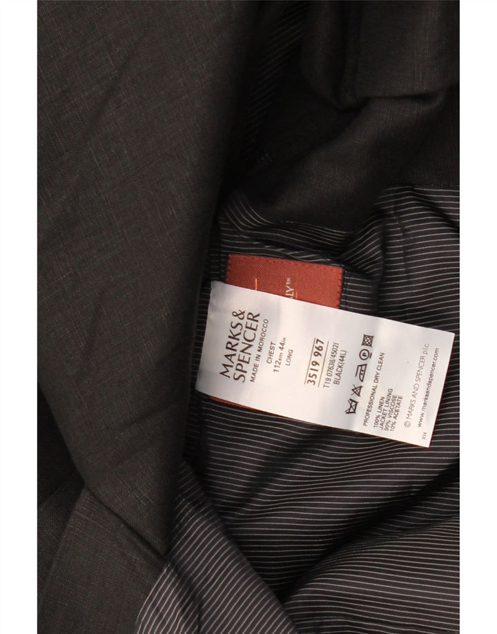 Marks & Spencer Herre 3 Button Blazer Jacket UK 40 Large Black Linen
