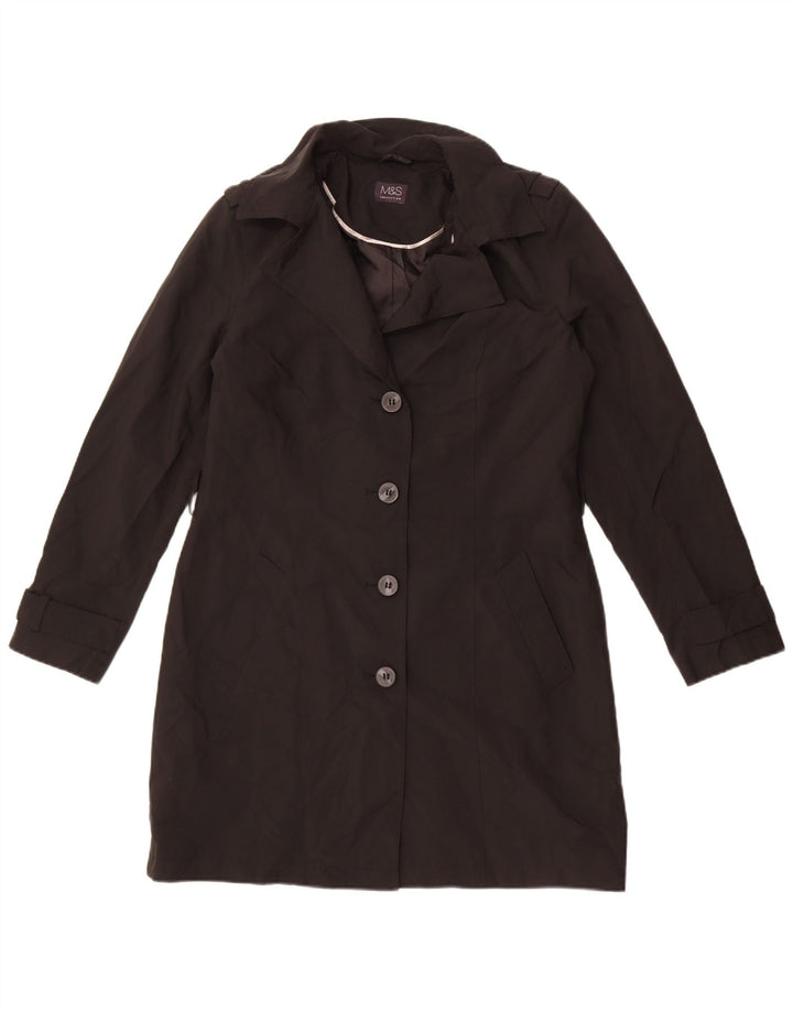 Marks & Spencer Damen Trenchcoat UK 12 Medium Schwarz Polyester