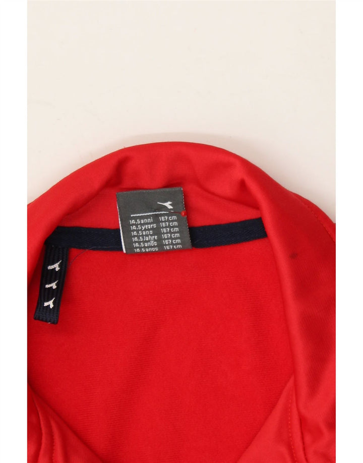 DIADORA Girls Graphic Tracksuit Top Jacket 14-15 Years Red Polyester Vintage Diadora and Second-Hand Diadora from Messina Hembry 