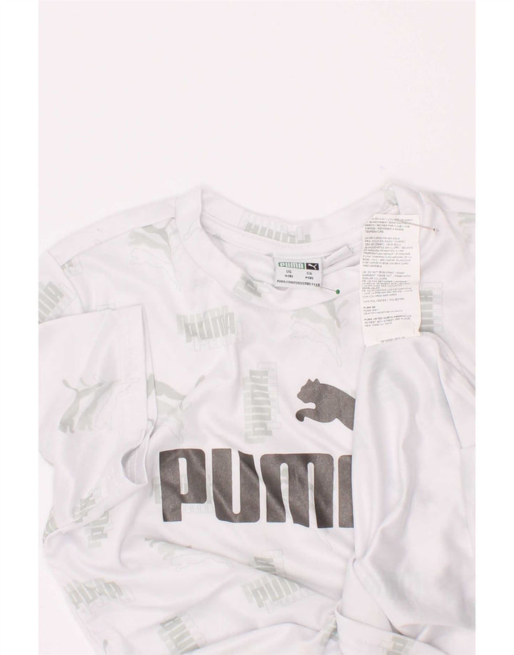 Puma Boys Grafisk T-Shirt Top 7-8 År Lille Hvid Polyester