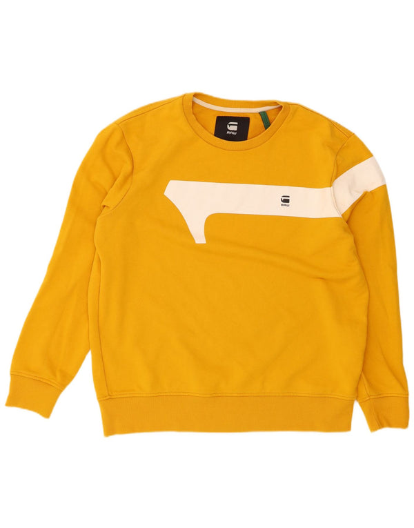G-Star Mens Sweatshirt Jumper XL Yellow Colourblock Cotton