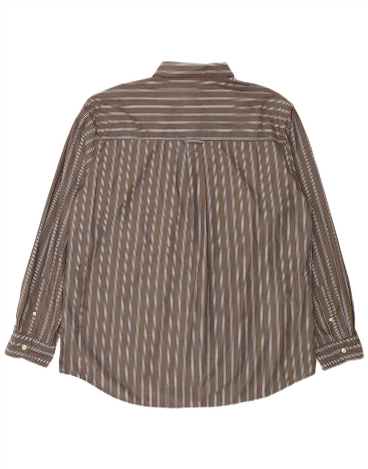 Chaps Herren-Hemd, pflegeleicht, XL, graue Nadelstreifen-Baumwolle