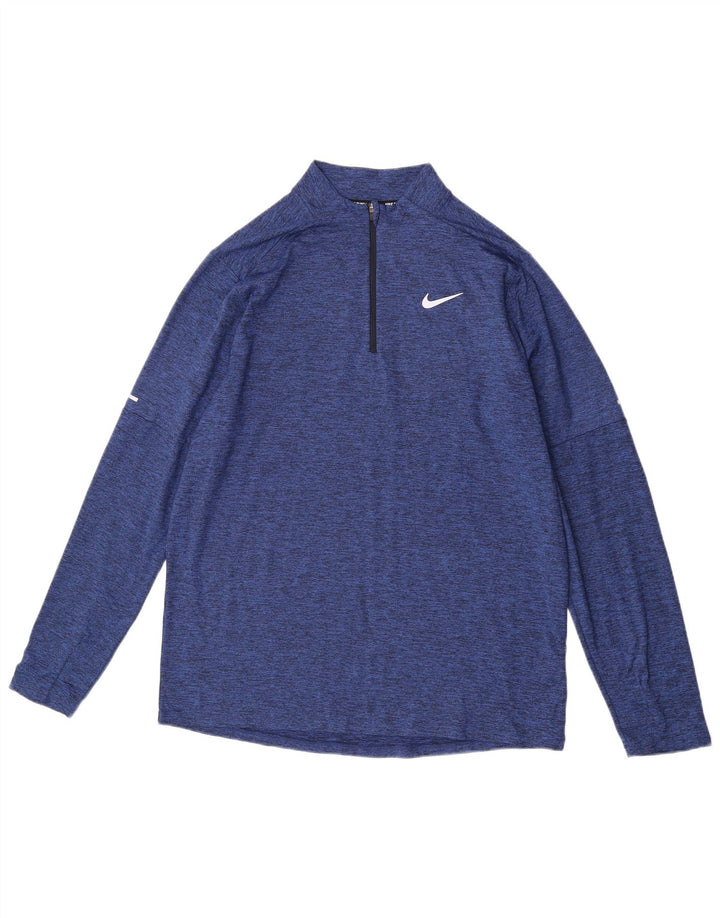 Nike Dri Fit Haut de survêtement à col zippé pour homme Bleu moucheté