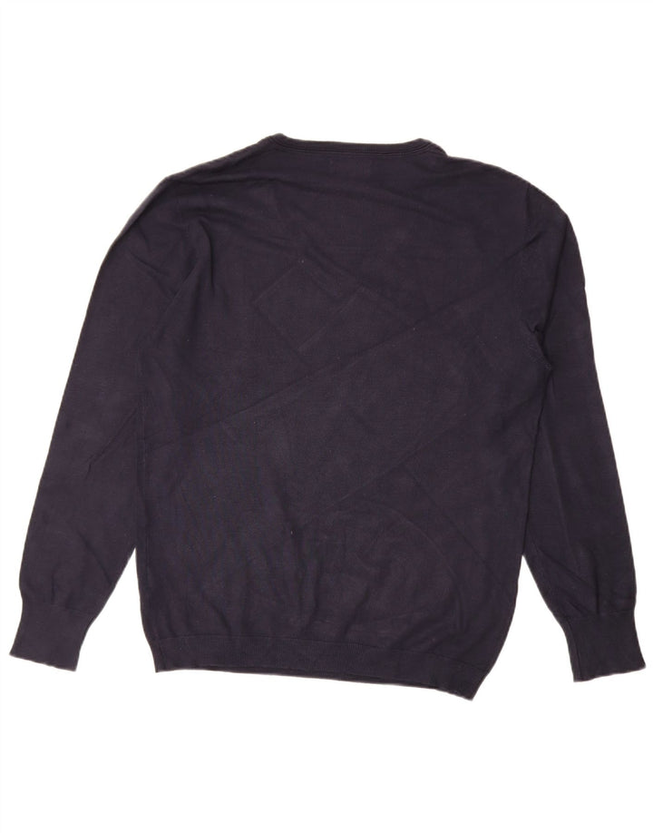 Zara Pull Col V Homme Large Bleu Marine Viscose