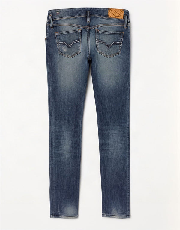 Diesel Damskie Matic Distressed Slim Jeans W29 L32 Niebieskie bawełniane