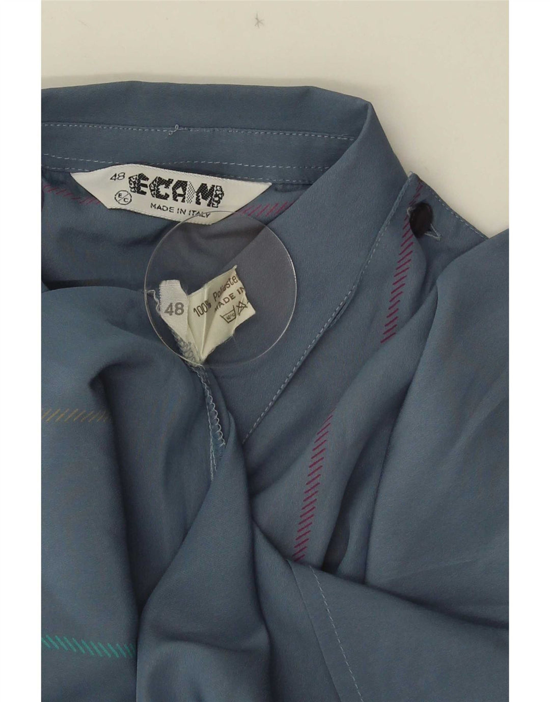 Camicia pullover vintage da donna IT 48 XL Poliestere a righe blu