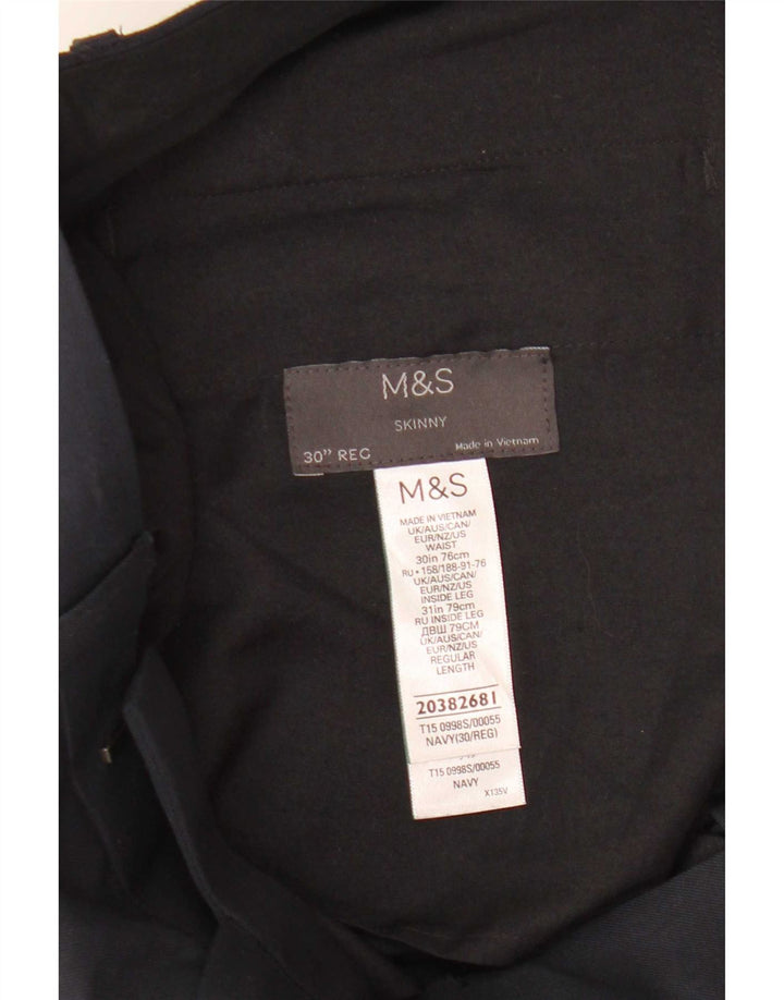 Marks & Spencer Mens Skinny Suit Trousers W30 L31 Navy Blue Polyester