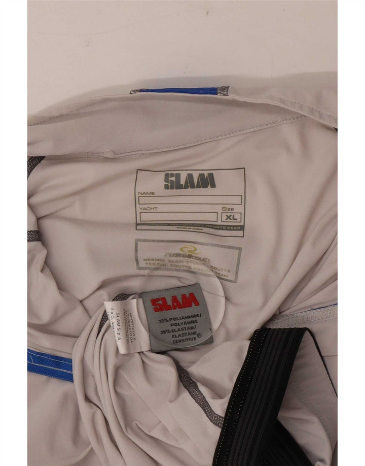 Slam Mens Zip Neck Pulôver Treino Top XL Cinza Colourblock Poliamida