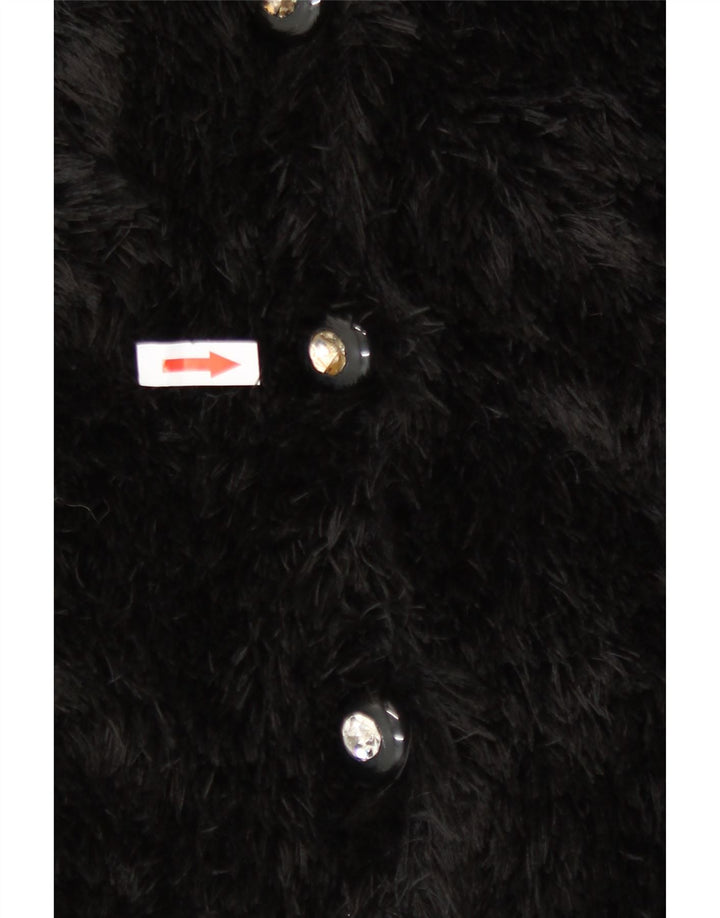 Vintage Womens Faux Fur Jacket UK 10 Small Black