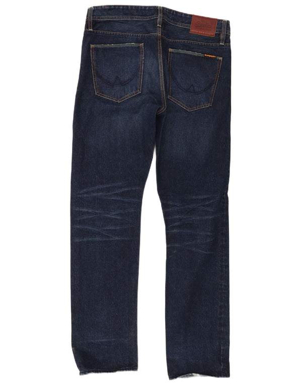 Superdry Mens Officer Straight Farmer W34 L32 sötétkék pamut
