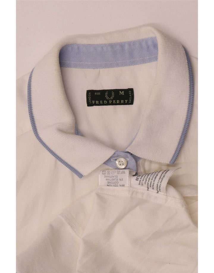 Fred Perry Womens Short Sleeve Regular Fit Shirt UK 12 Medium White Cotton