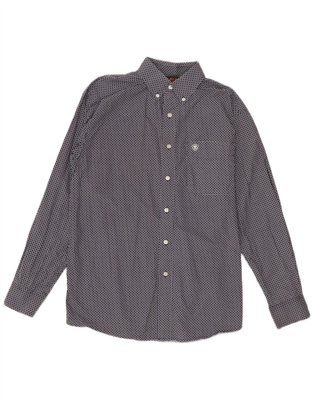 Ariat Herrenhemd aus mittlerer marineblauer geometrischer Baumwolle