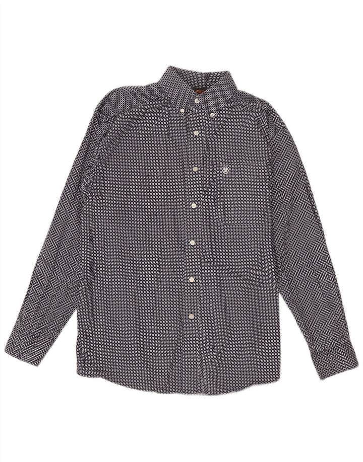 Ariat Herrenhemd aus mittlerer marineblauer geometrischer Baumwolle