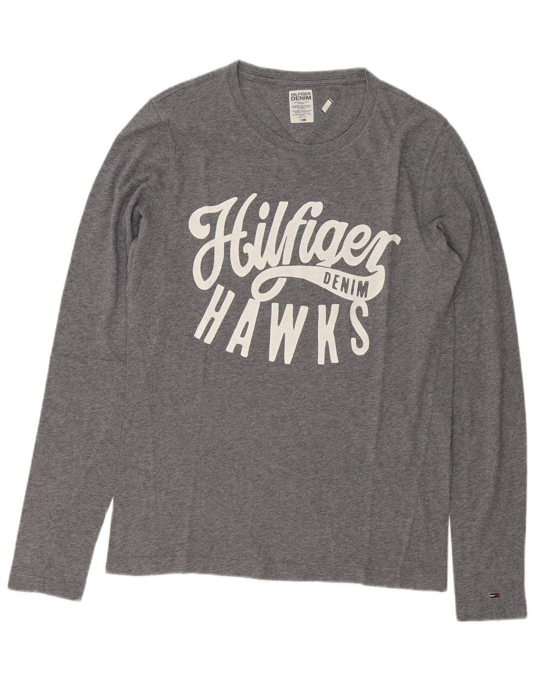 Tommy Hilfiger Herre Grafisk Top Langærmet Lille Grå Flecked Bomuld