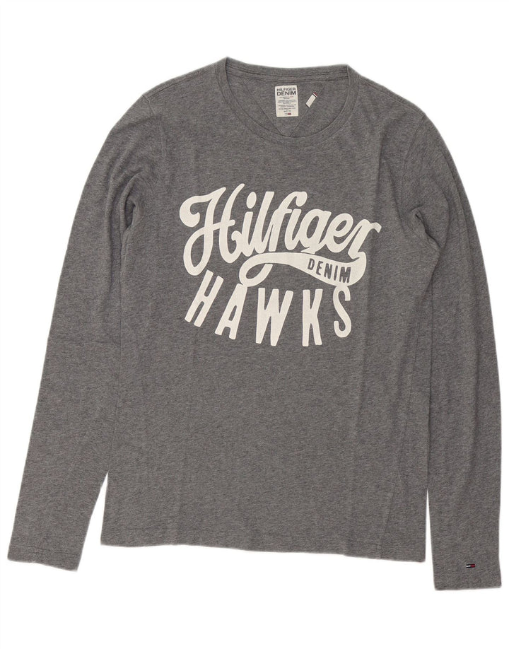 Tommy Hilfiger Herre Grafisk Top Langærmet Lille Grå Flecked Bomuld