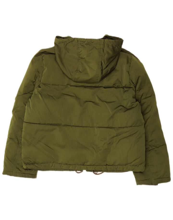 Topshop Womens Hooded Padded Jacket UK 12 Medium Green Polyester