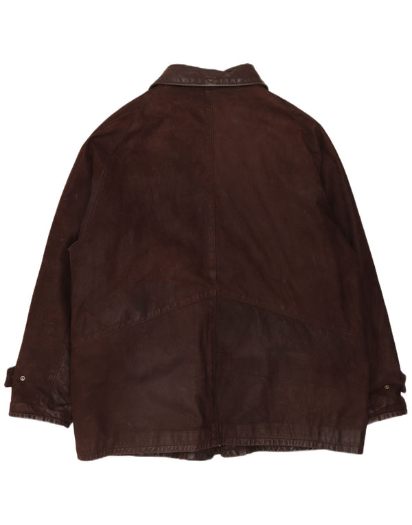 VINTAGE Veste en cuir homme UK 42 XL Cuir marron