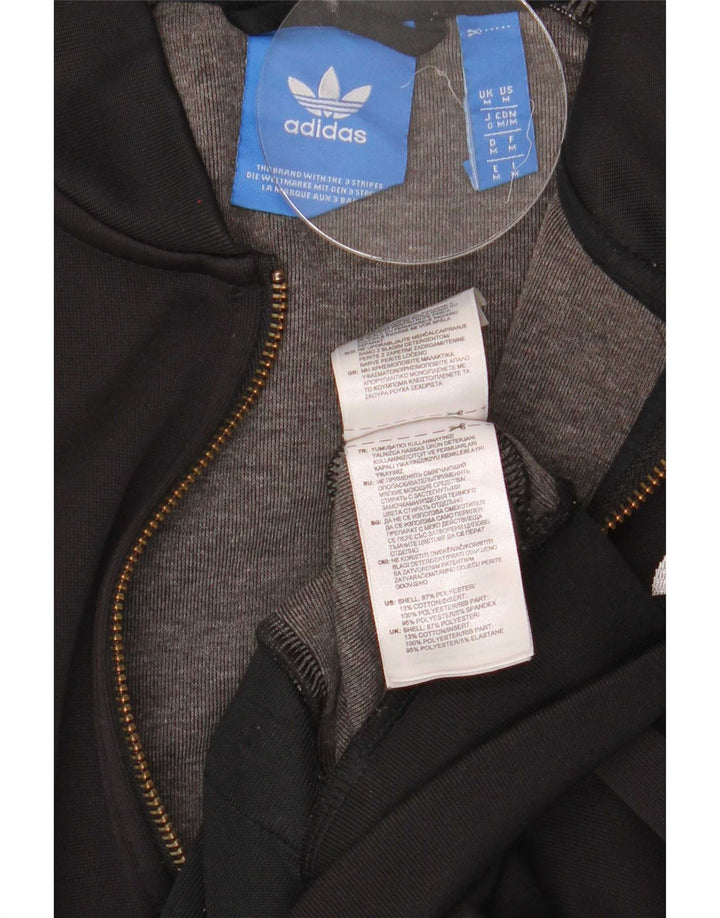 Adidas Womens Tracksuit Top Jacket UK 14 Medium Black Polyester