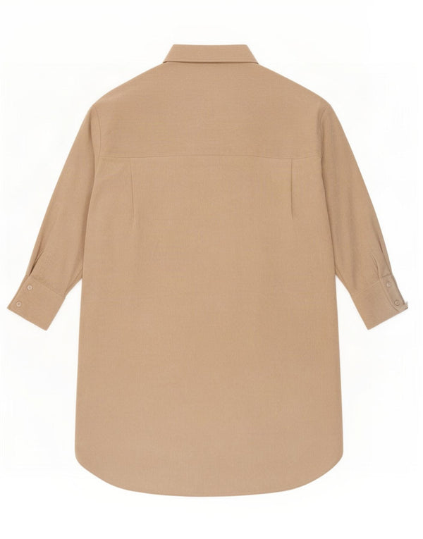 Zara vestido feminino oversized de veludo cotelê Reino Unido 16 grande poliéster bege