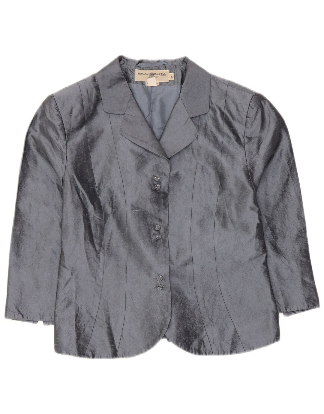 Blunauta Dame Crop 6 Button Blazer Jacket IT 42 Medium Grey Silke