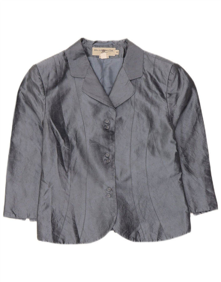 Blunauta Dame Crop 6 Button Blazer Jacket IT 42 Medium Grey Silke