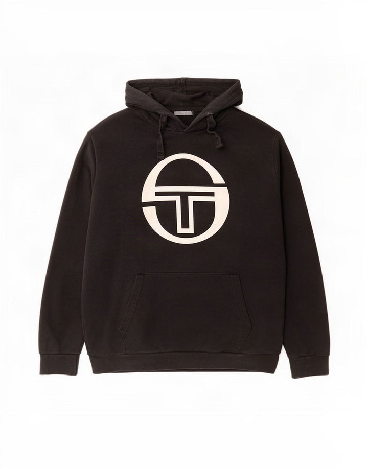 Sergio Tacchini Mens Graphic Hoodie Jumper Medium Black Cotton